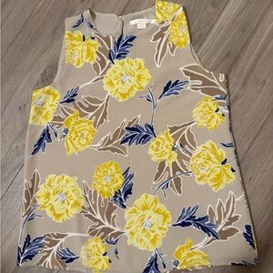 Floral Sleeveless Top with Yellow and Blue Accents